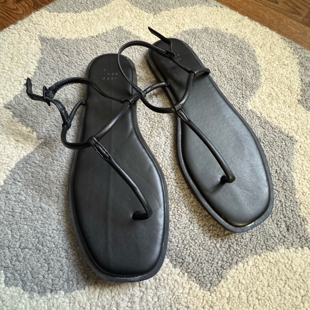 a new day Black Thong Sandals